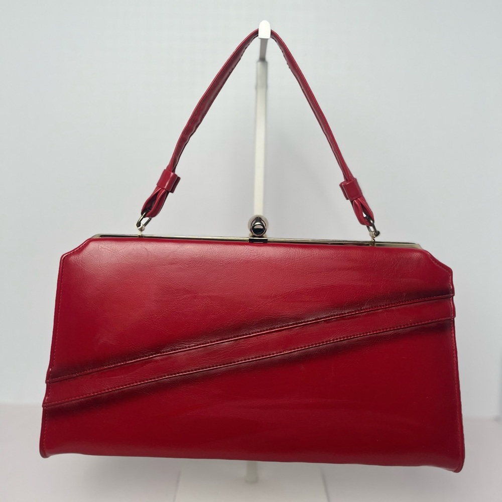 Vintage mid century Red faux leather handbag